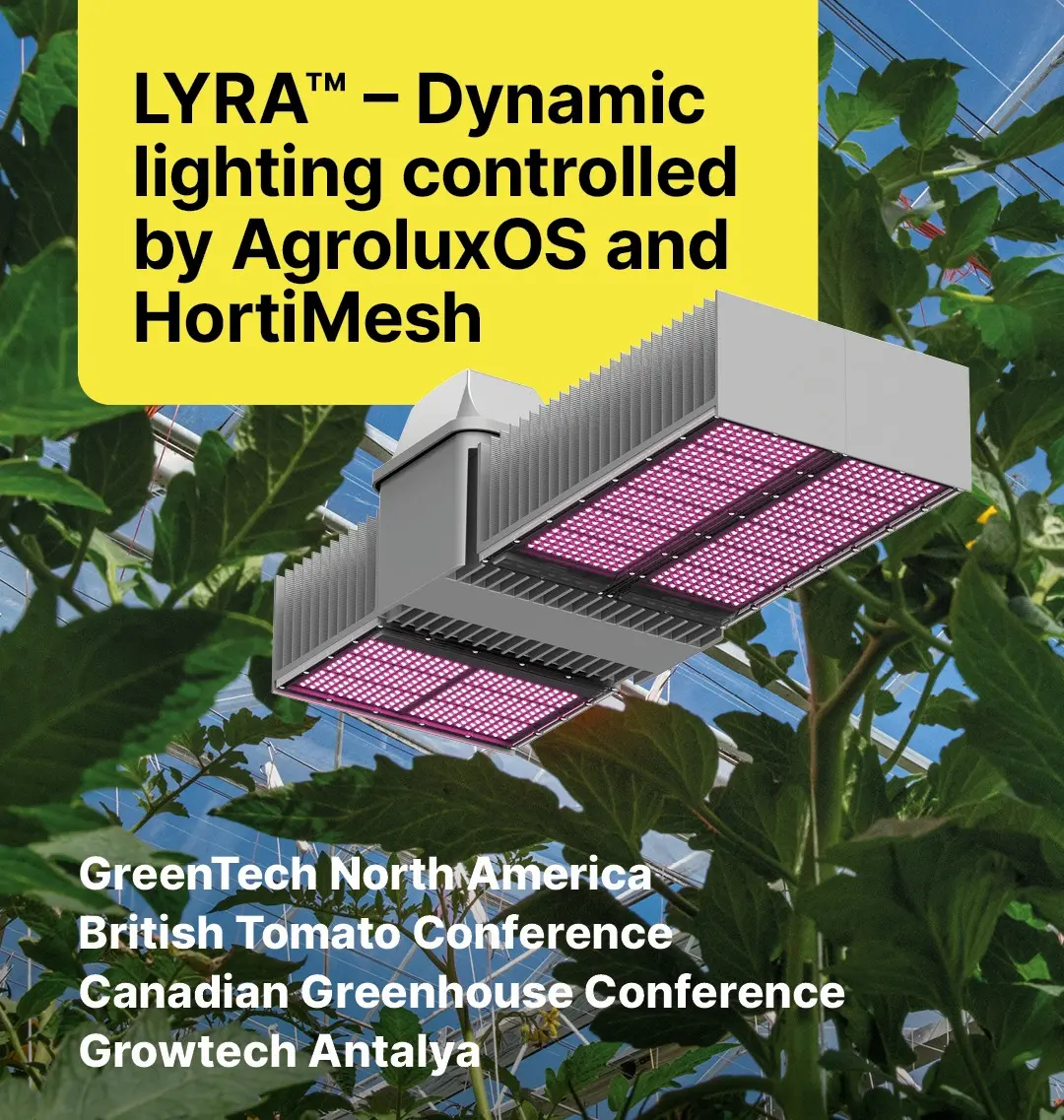 LYRA Dynamic Lighting powered by AgroluxOS and HortiMesh